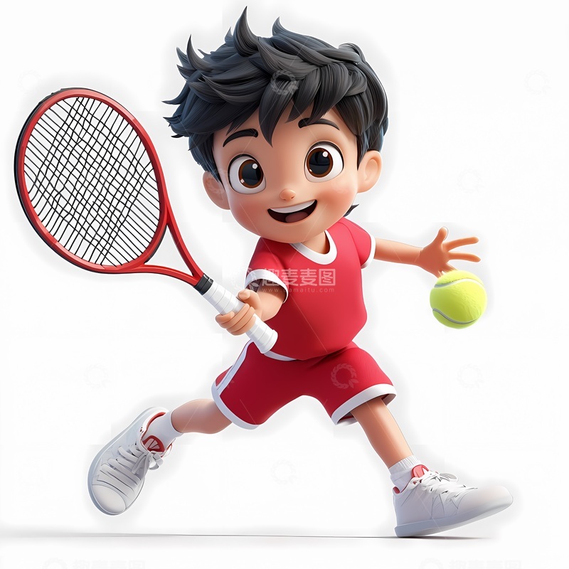 高清大图下载【趣麦麦图】卡通网球少年运动形象设计素材
