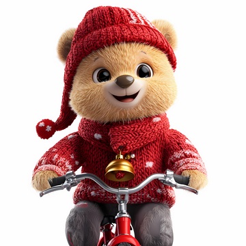 圣诞熊骑车卡通插画