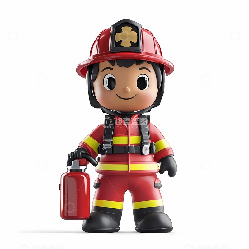 高清大图下载【趣麦麦图】卡通消防员消防装备插画