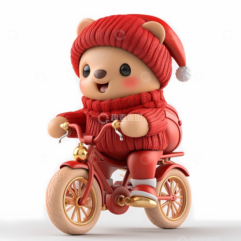 高清大图下载【趣麦麦图】卡通熊骑车玩具模型