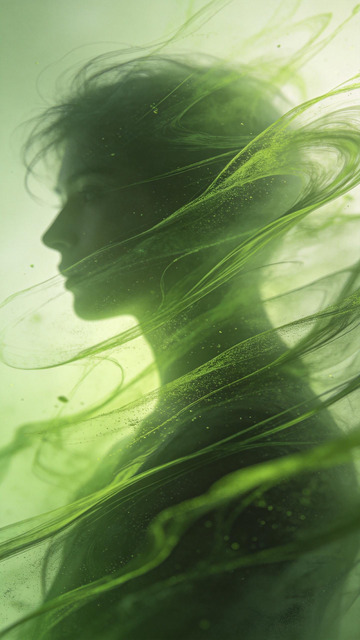 梦幻绿意女性轮廓艺术图像