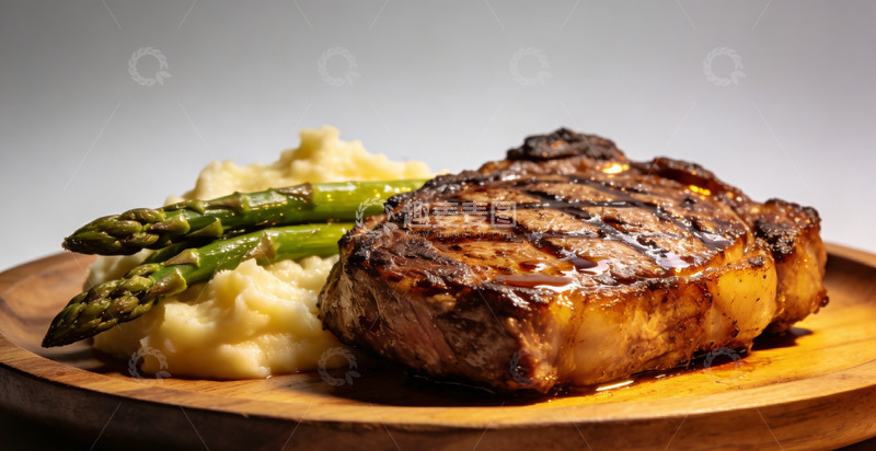 高清大图下载【趣麦麦图】美食摄影牛排芦笋