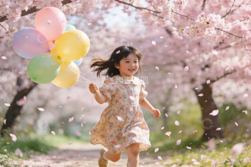 高清大图下载【趣麦麦图】春日樱花小女孩摄影照片