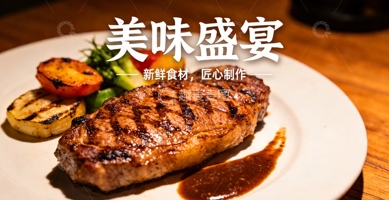 高清大图下载【趣麦麦图】美味盛宴西餐牛排