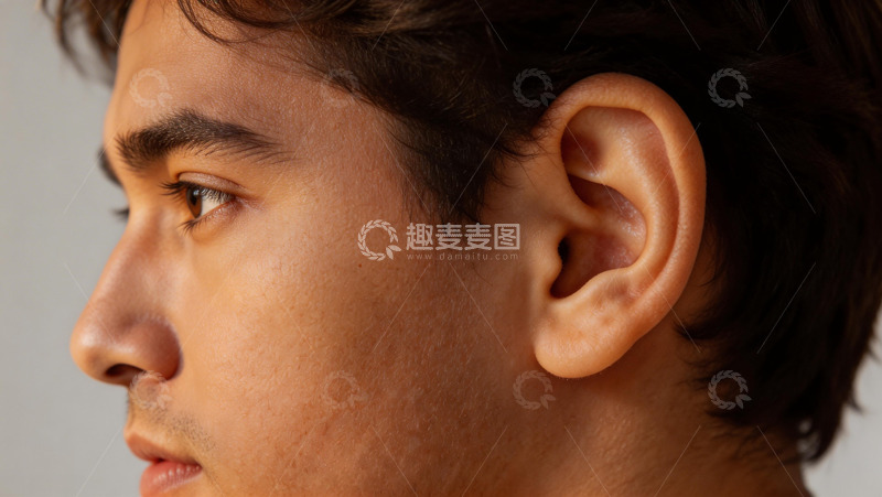 高清大图下载【趣麦麦图】特写人像男性耳朵侧面轮廓