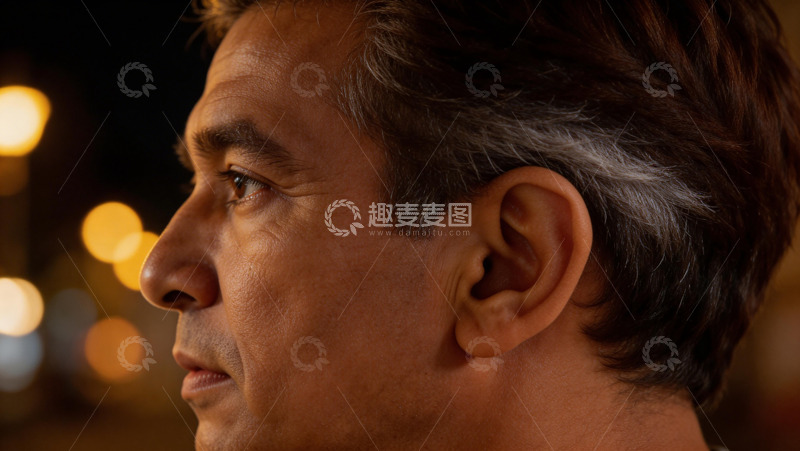 高清大图下载【趣麦麦图】夜晚灯光男性侧脸特写