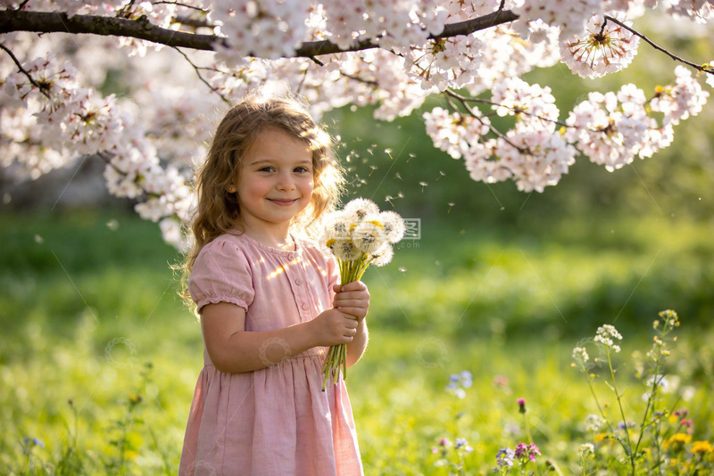 高清大图下载【趣麦麦图】春日樱花下小女孩摄影写真