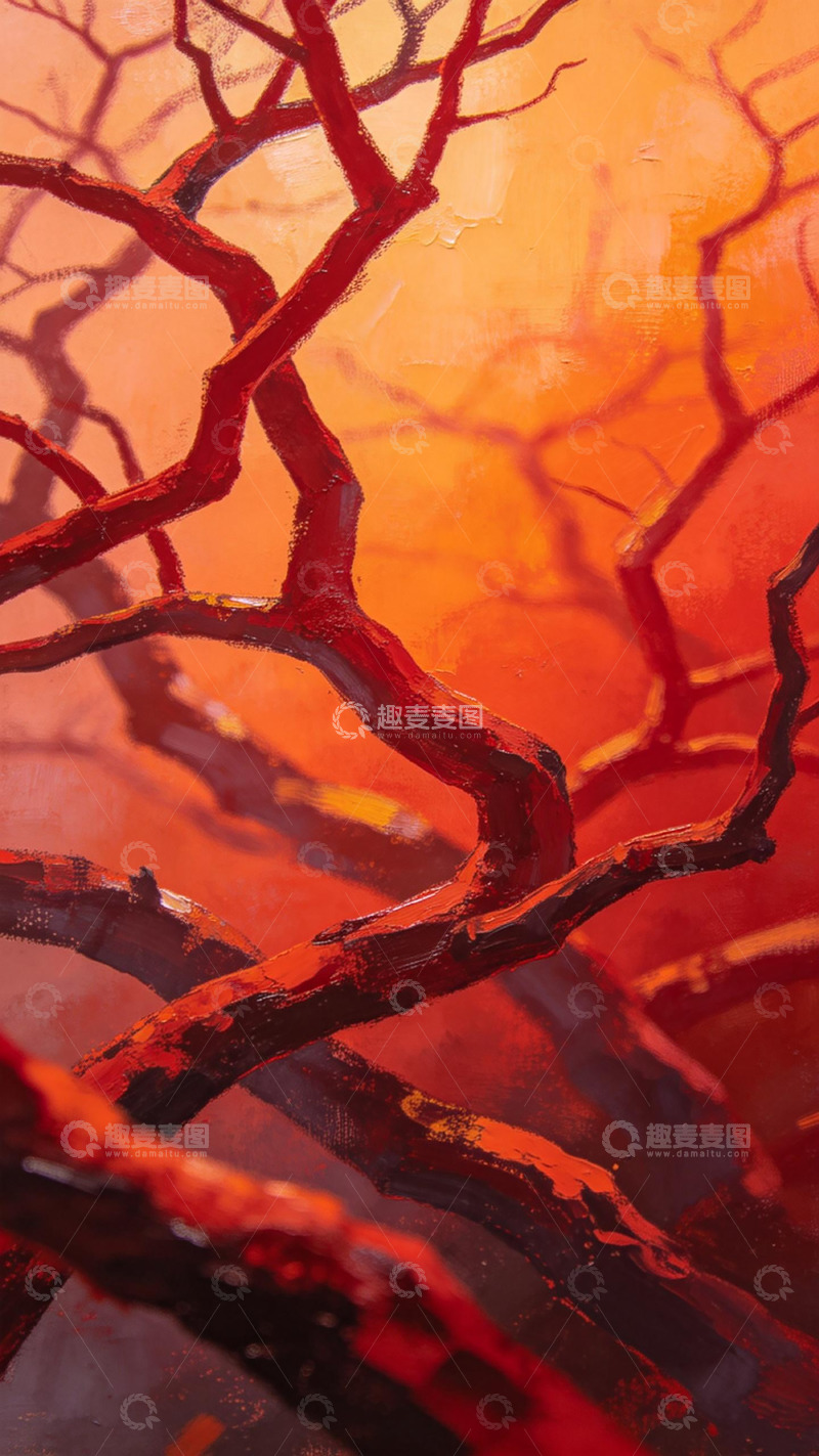 高清大图下载【趣麦麦图】抽象树枝油画艺术