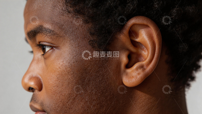高清大图下载【趣麦麦图】特写黑人男性侧面肖像摄影