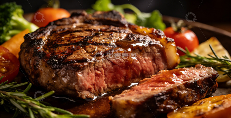 高清大图下载【趣麦麦图】美食摄影烤牛排配蔬菜