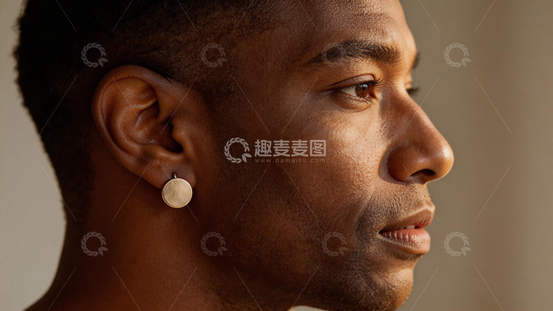 高清大图下载【趣麦麦图】男性侧面肖像特写摄影素材