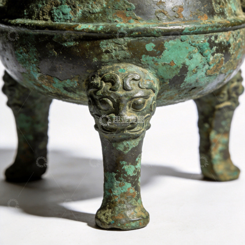 高清大图下载【趣麦麦图】青铜兽面鼎器特写古物摄影