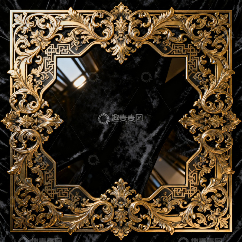 高清大图下载【趣麦麦图】金色雕花相框奢华装饰元素