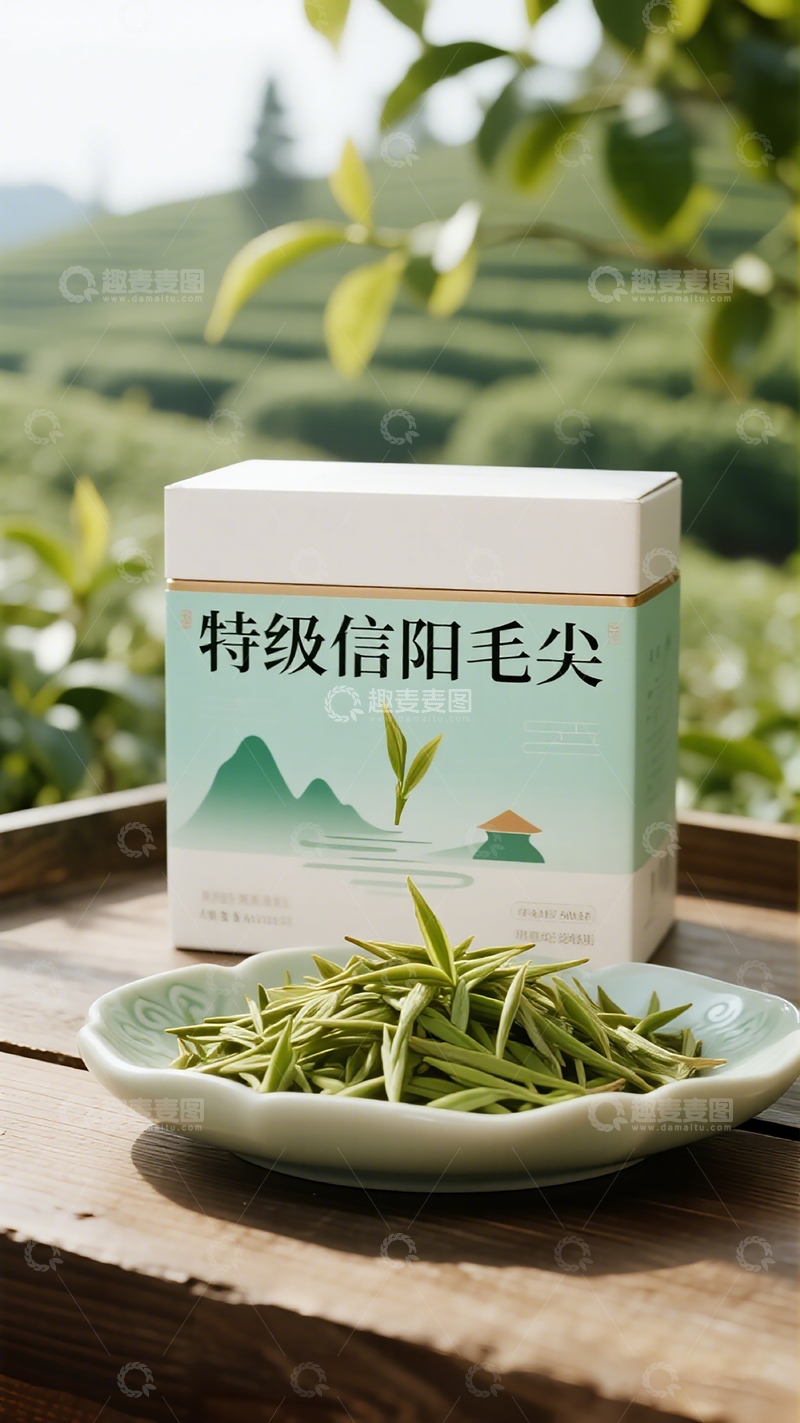 高清大图下载【趣麦麦图】信阳毛尖绿茶特写展示