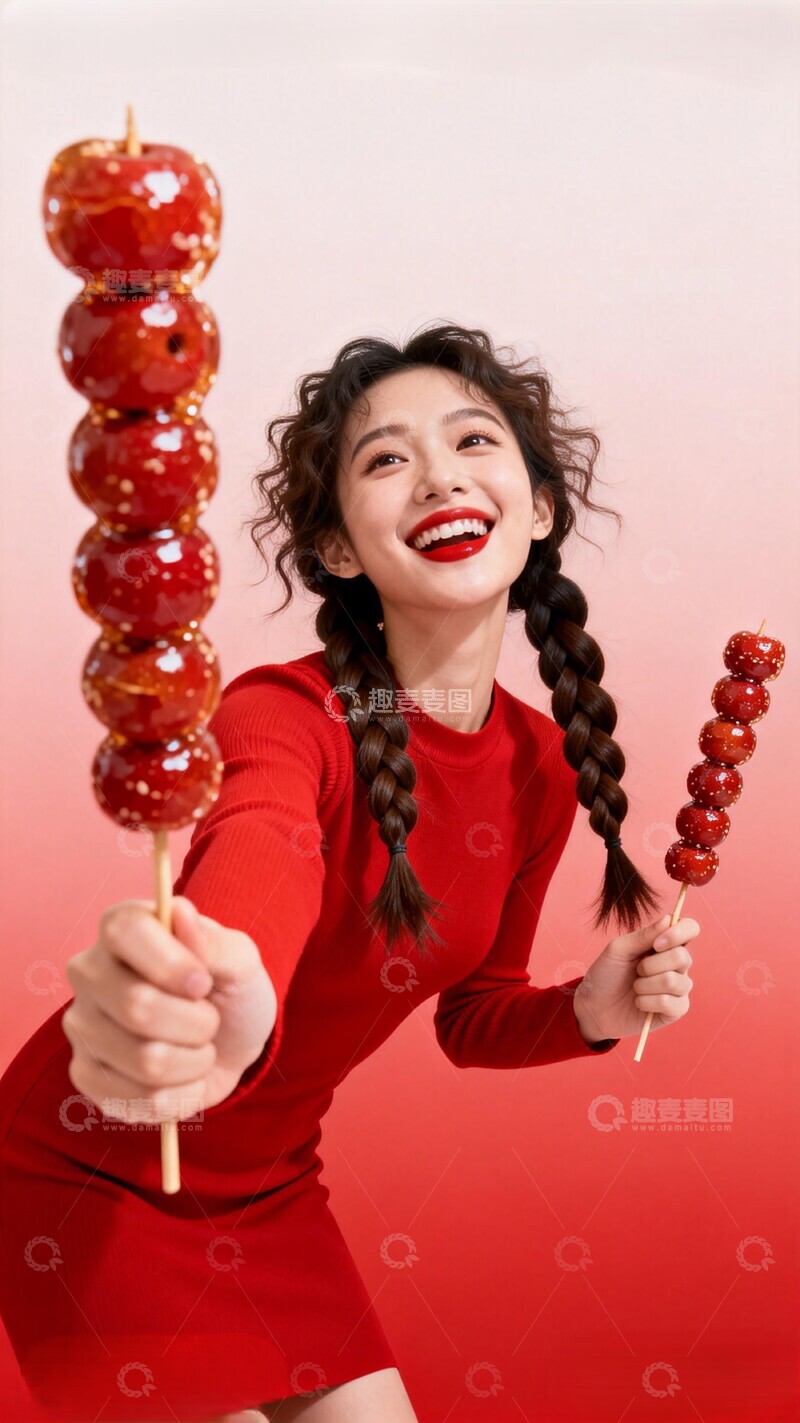 高清大图下载【趣麦麦图】喜庆糖葫芦少女写真