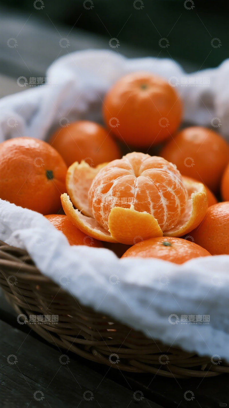 高清大图下载【趣麦麦图】橘子篮中鲜果香