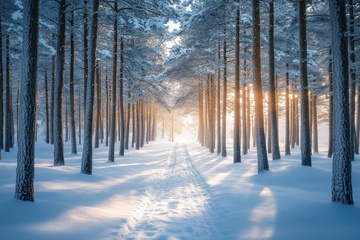 冬季雪地森林树林