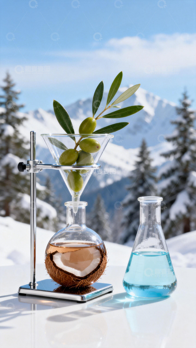 高清大图下载【趣麦麦图】雪山实验自然元素组合