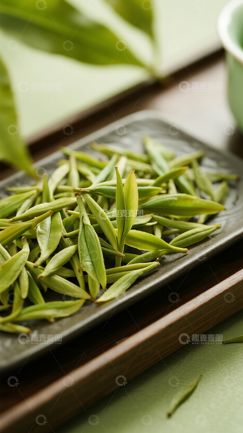 高清大图下载【趣麦麦图】绿茶嫩芽特写摄影图片