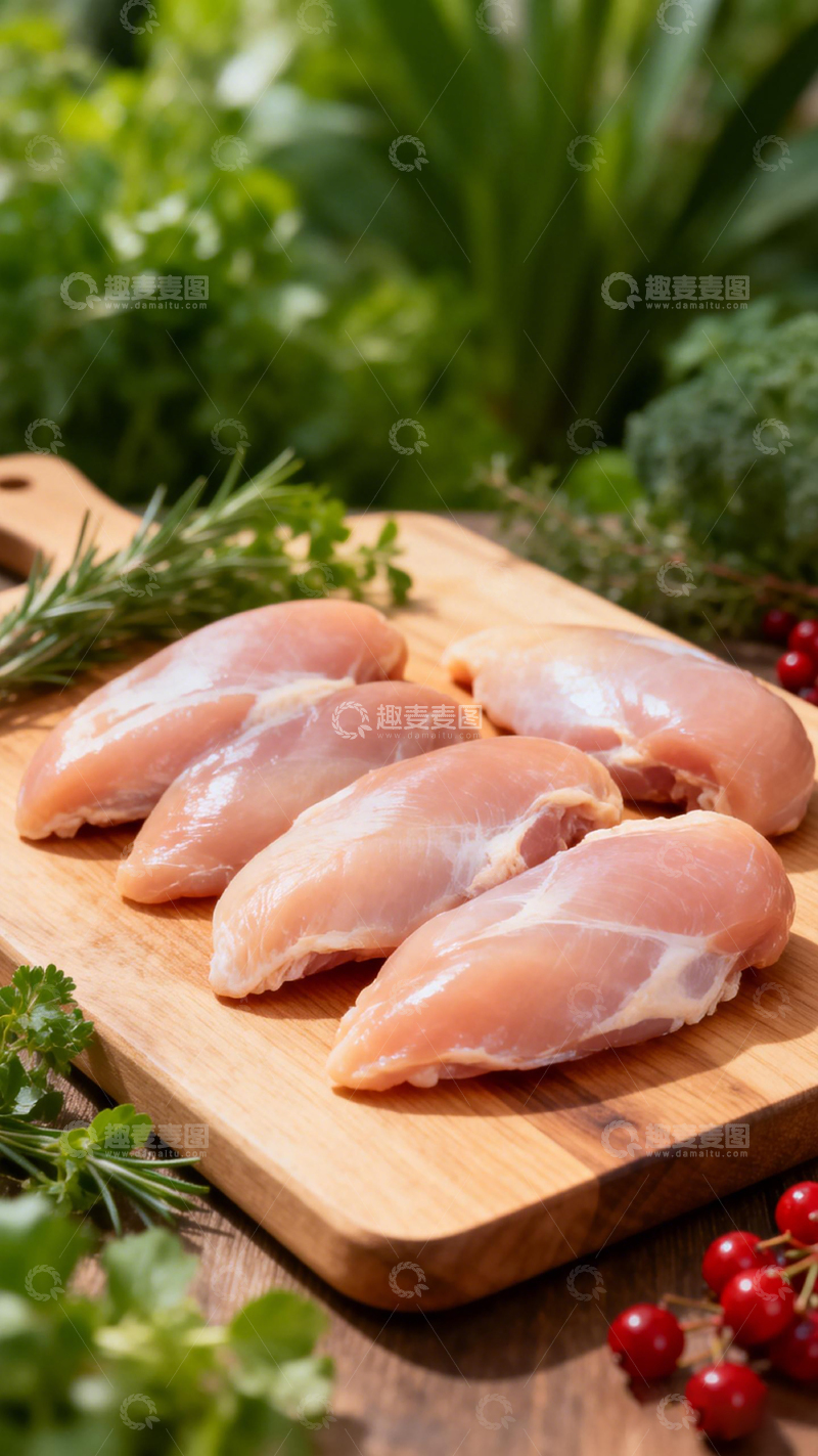 高清大图下载【趣麦麦图】新鲜生鸡胸肉食材展示
