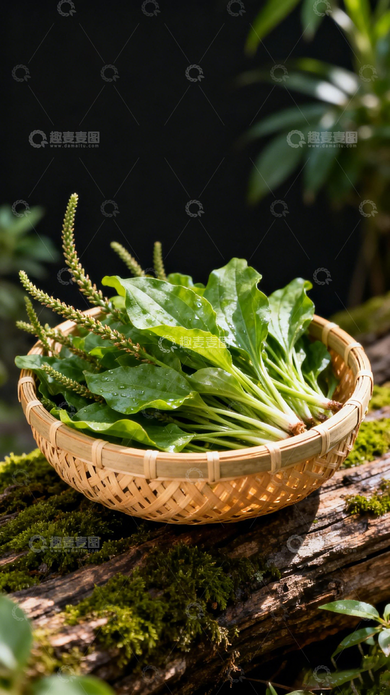 高清大图下载【趣麦麦图】竹篮野菜森林绿意