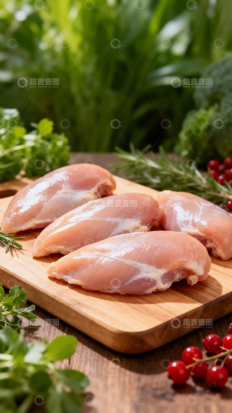 高清大图下载【趣麦麦图】新鲜鸡肉食材烹饪准备