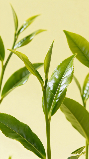 清新绿茶嫩叶特写摄影