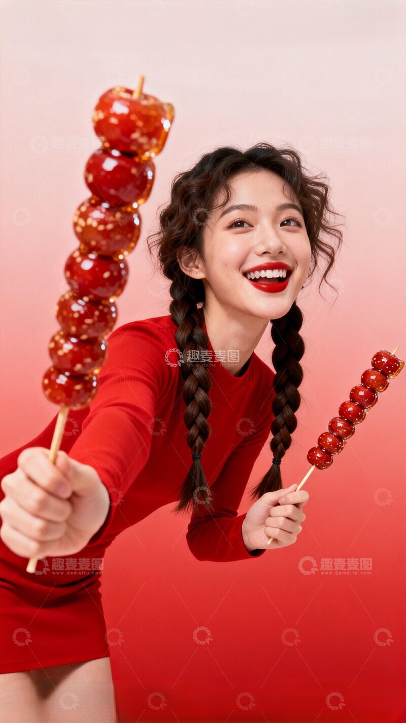 高清大图下载【趣麦麦图】喜庆女孩糖葫芦写真