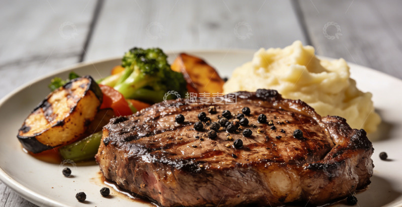 高清大图下载【趣麦麦图】美食摄影牛排盘