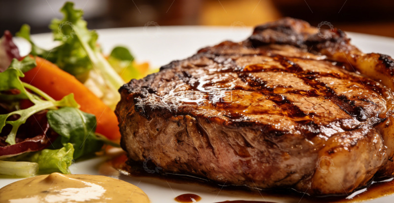 高清大图下载【趣麦麦图】美味烤肉配沙拉