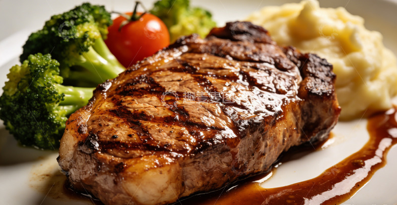 高清大图下载【趣麦麦图】美食摄影牛排配蔬菜