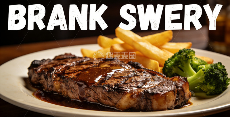高清大图下载【趣麦麦图】美味牛排配薯条西兰花