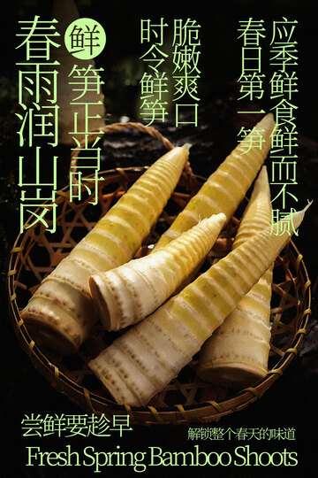 春日鲜嫩春笋食材海报
