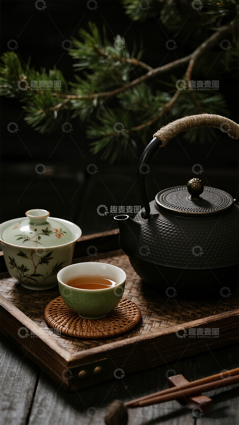 高清大图下载【趣麦麦图】静雅茶韵茶具组合