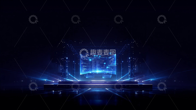 高清大图下载【趣麦麦图】蓝色光线交织的梦境