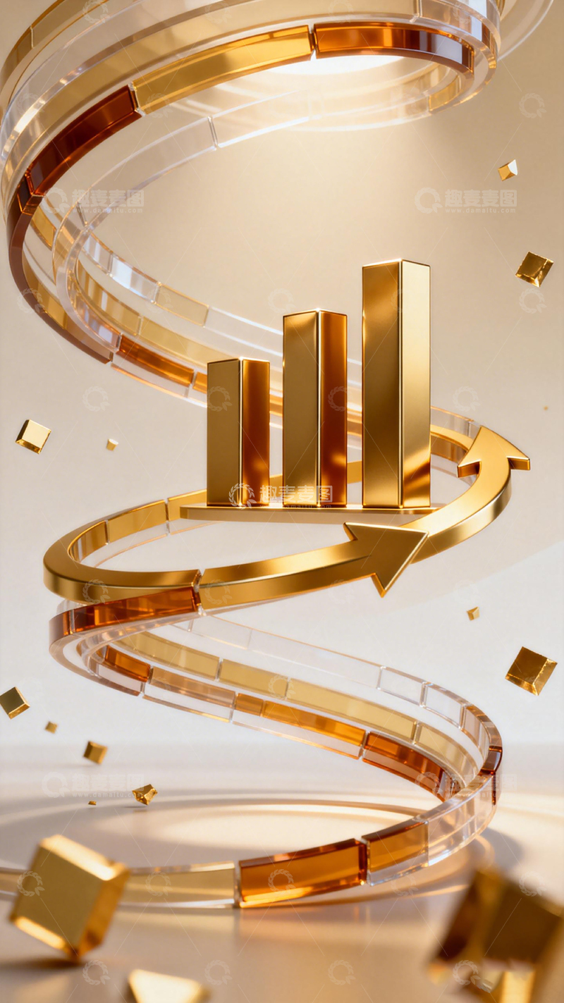 高清大图下载【趣麦麦图】金色金融图表艺术装饰设计