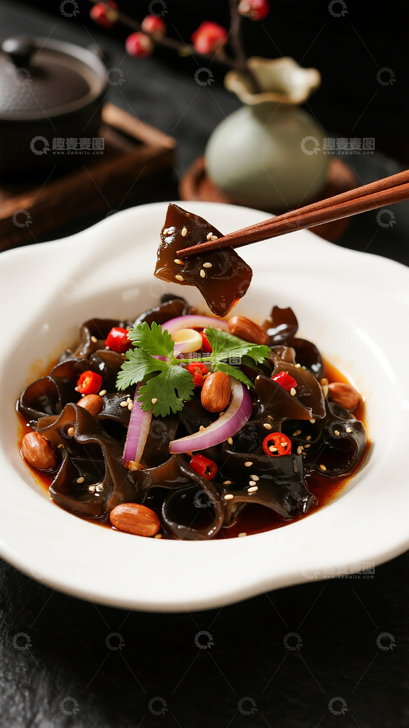 高清大图下载【趣麦麦图】精致木耳凉拌菜美食摄影