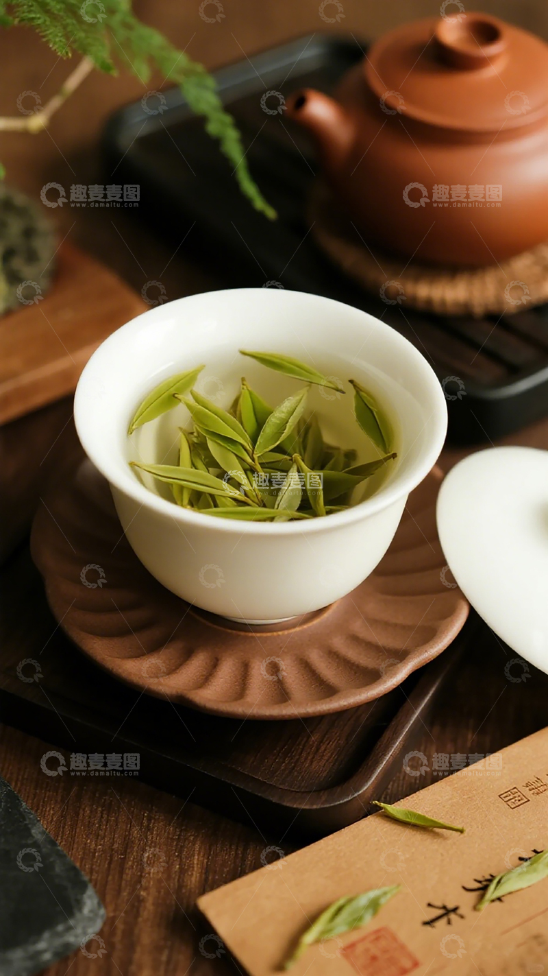 高清大图下载【趣麦麦图】茶艺雅韵白瓷茶杯展示