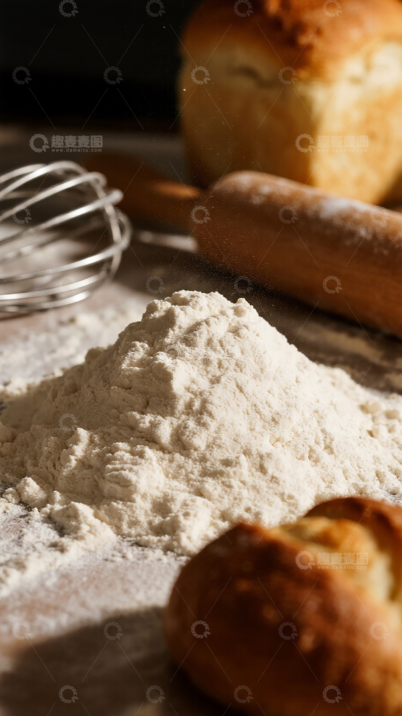 高清大图下载【趣麦麦图】烘焙场景面粉面包静物摄影