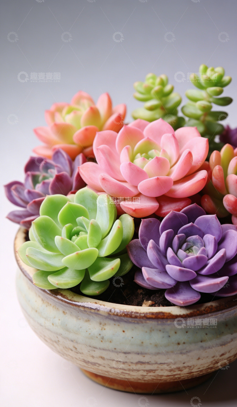 高清大图下载【趣麦麦图】彩色多肉植物盆栽摄影
