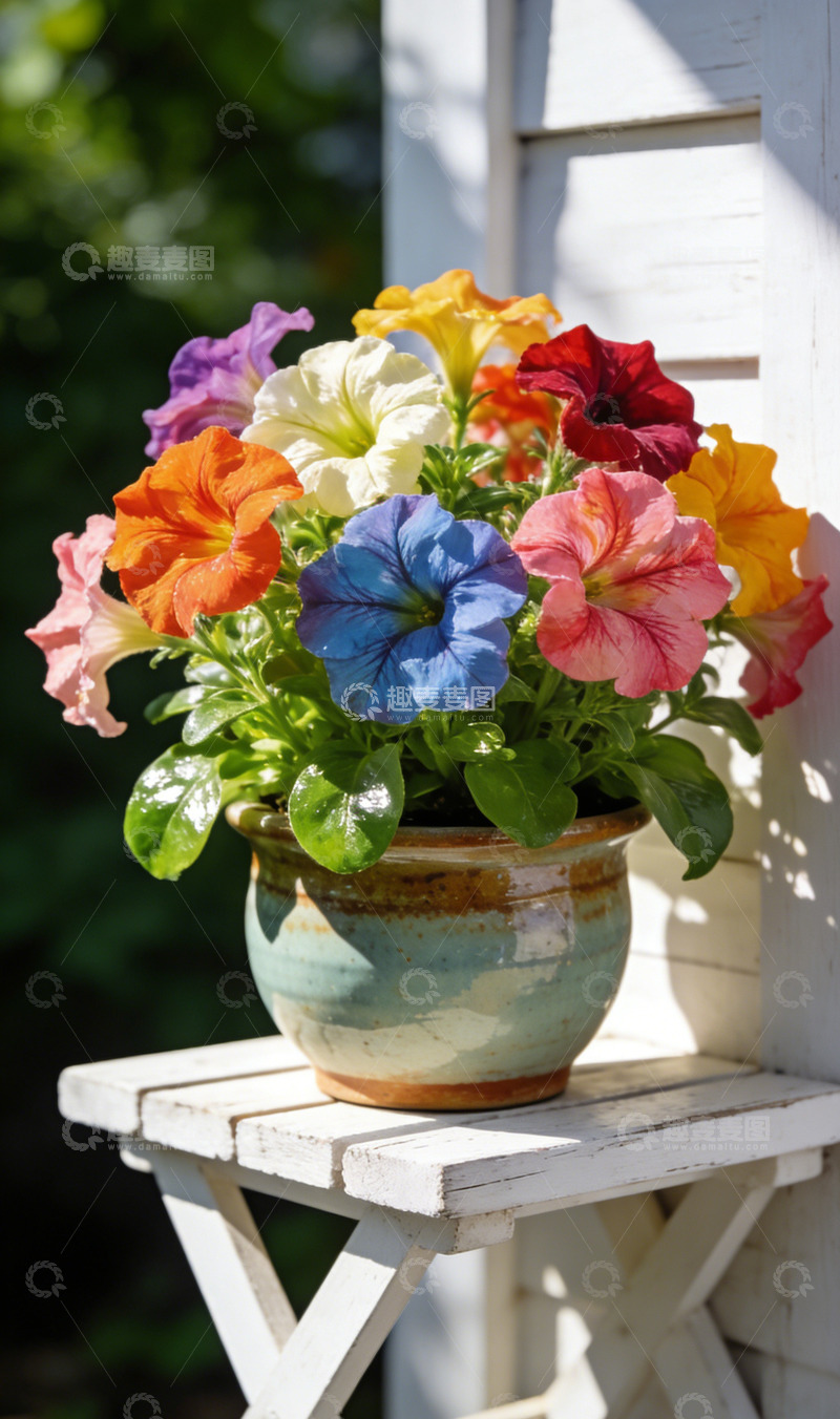 高清大图下载【趣麦麦图】彩色牵牛花盆栽园艺装饰