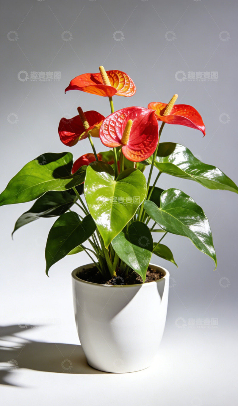 高清大图下载【趣麦麦图】简约风格红掌盆栽摄影图