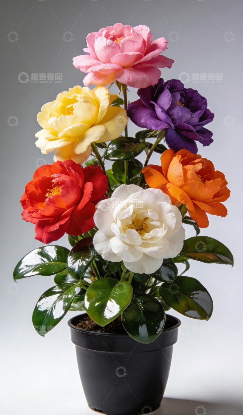 高清大图下载【趣麦麦图】多彩玫瑰盆栽花卉摄影