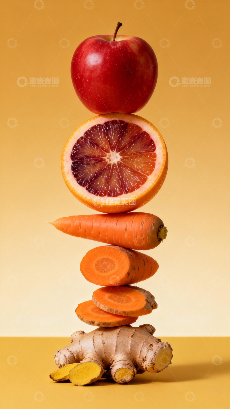 高清大图下载【趣麦麦图】色彩鲜艳水果蔬菜堆叠摄影