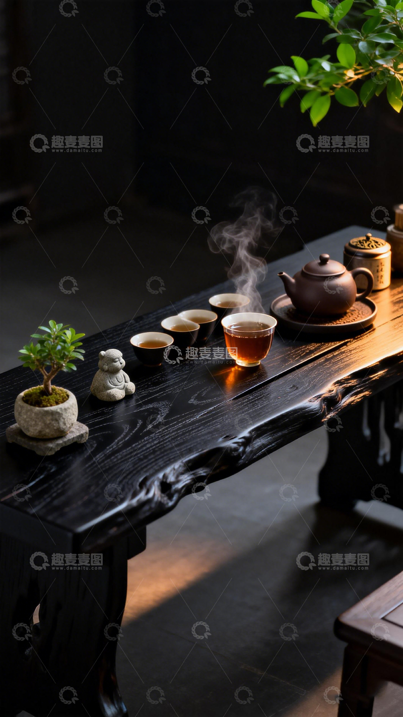 高清大图下载【趣麦麦图】古朴茶具茶艺布置