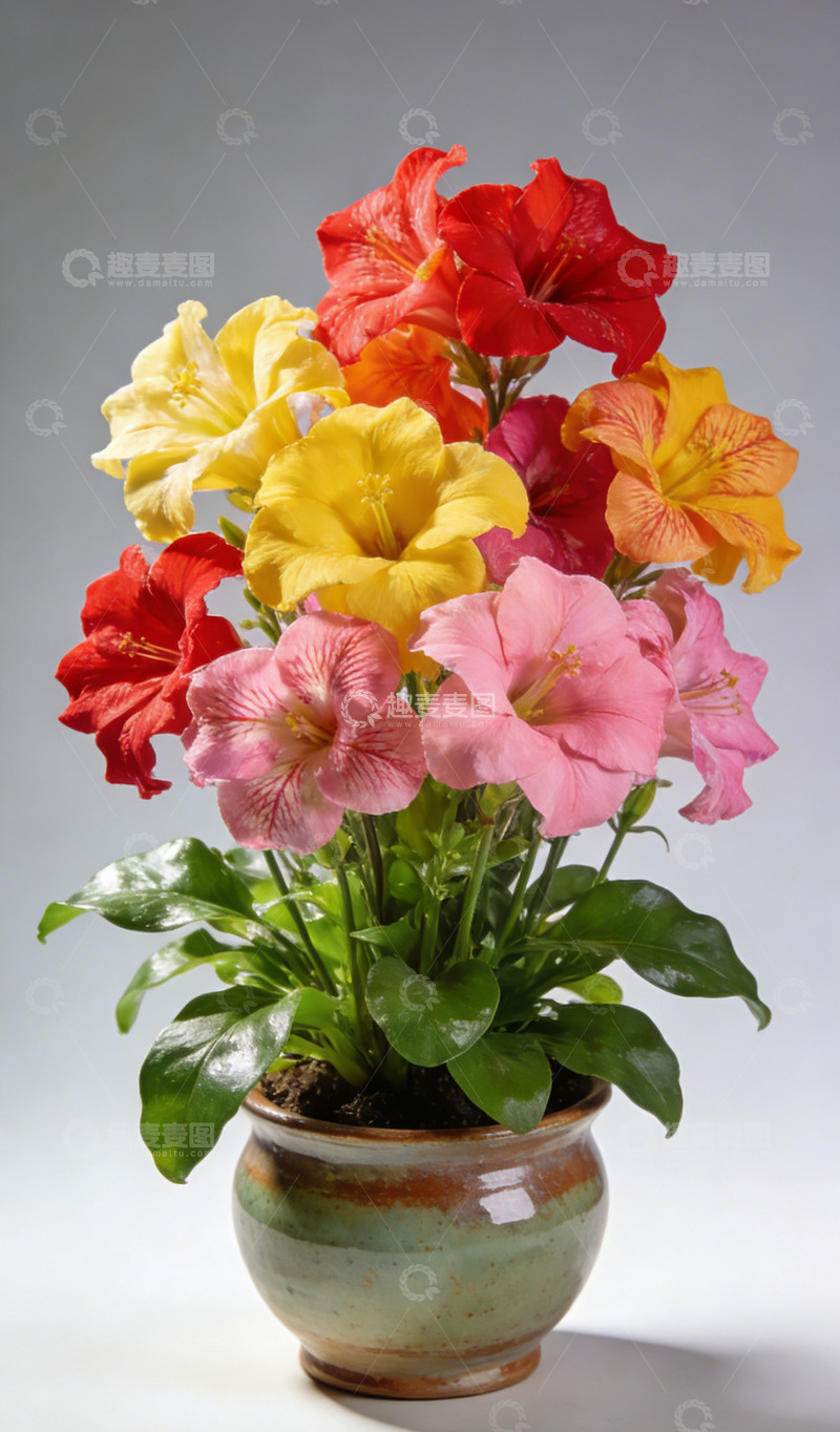 高清大图下载【趣麦麦图】多彩花卉盆栽装饰设计素材