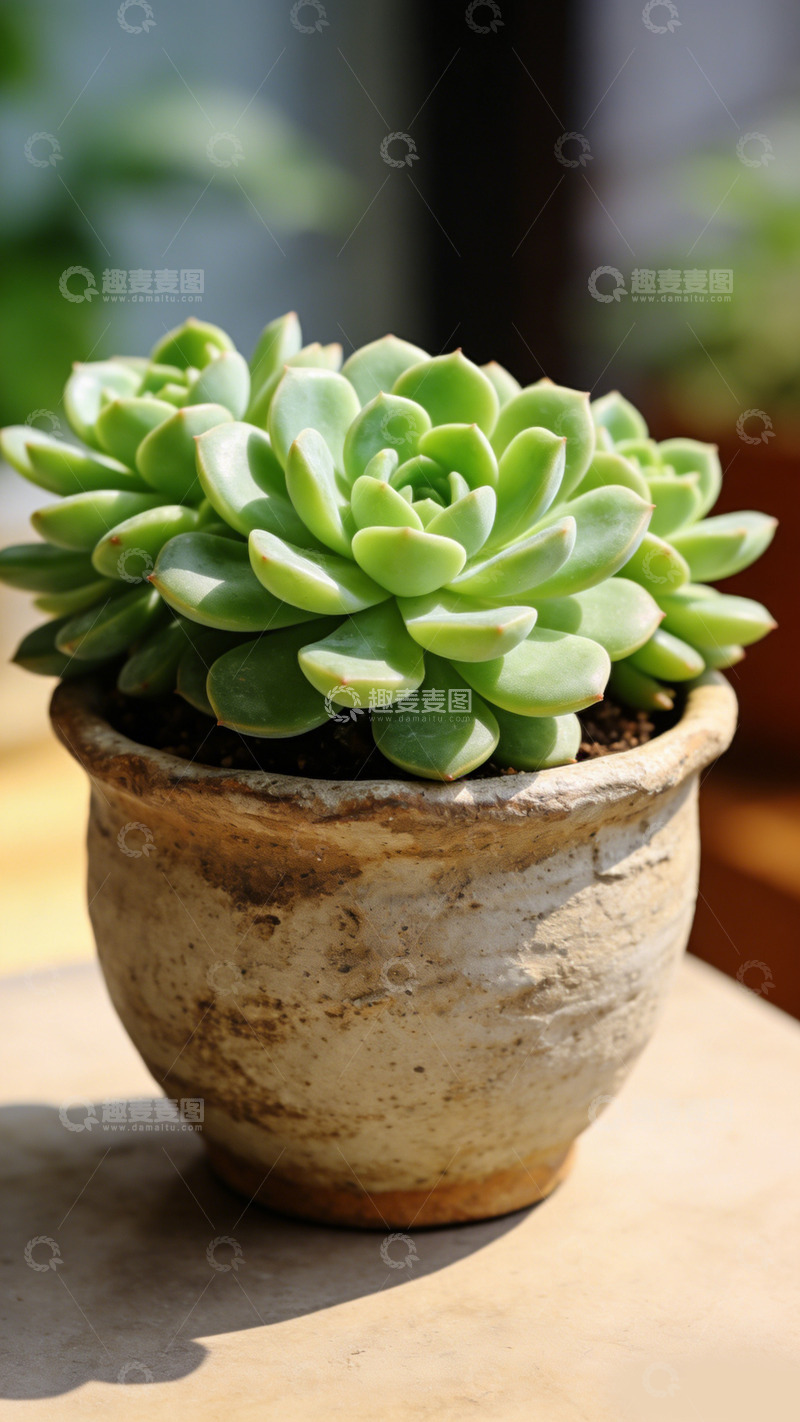 高清大图下载【趣麦麦图】绿意盎然多肉植物盆栽