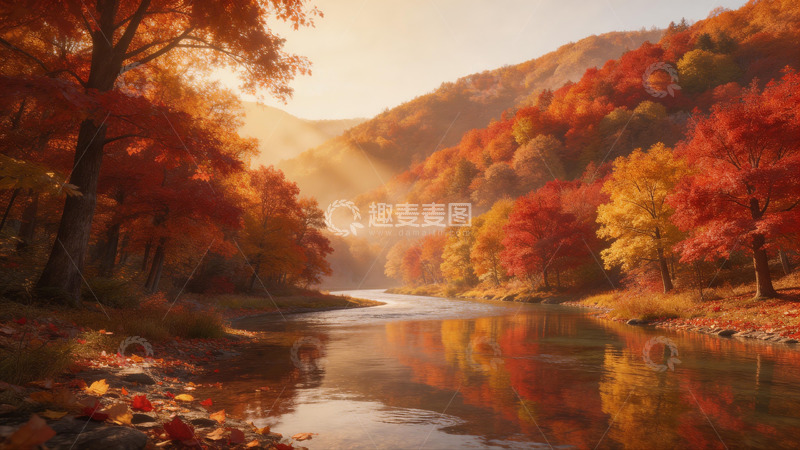 高清大图下载【趣麦麦图】秋日河谷美景风光摄影