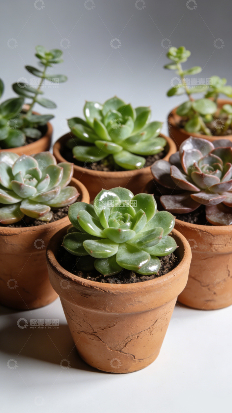 高清大图下载【趣麦麦图】陶瓷盆多肉植物组合
