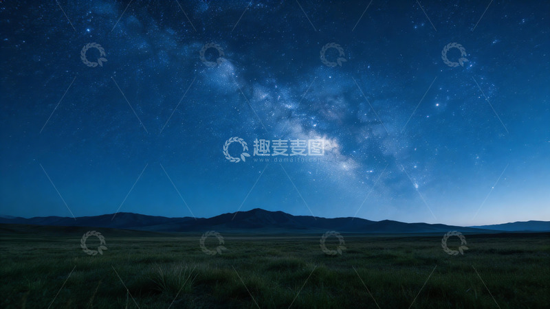 高清大图下载【趣麦麦图】星空下的草原夜景2